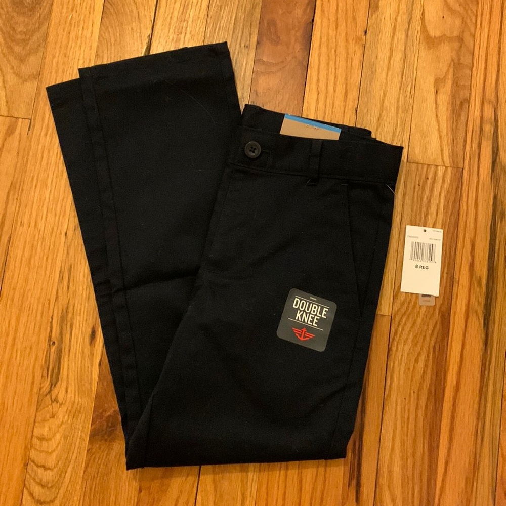 NWT Navy blue Dockers pants Sz 8 Reg, stretch, double knee, adjustable waist